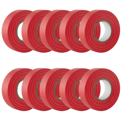 GTSE - Isolierband Rot - 19 mm x 20 m - strapazierfähiges, selbstklebendes Isolierband - zum Schutz, Bündeln und Reparieren von Kabeln - 10 Rollen von GTSE