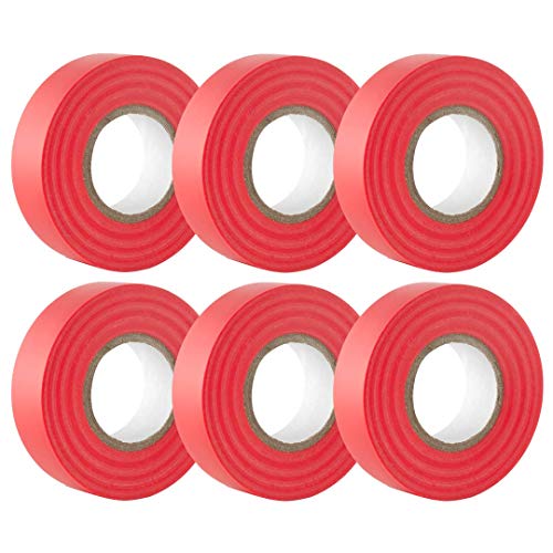 GTSE - Isolierband Rot - 19 mm x 20 m - strapazierfähiges, selbstklebendes Isolierband - zum Schutz, Bündeln und Reparieren von Kabeln - 6 Rollen von GTSE