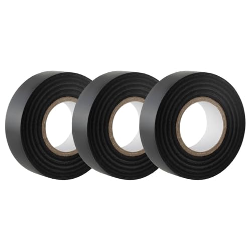 GTSE - Isolierband Schwarz - 19 mm x 20 m - strapazierfähiges, selbstklebendes Isolierband - zum Schutz, Bündeln und Reparieren von Kabeln - 3 Rollen von GTSE