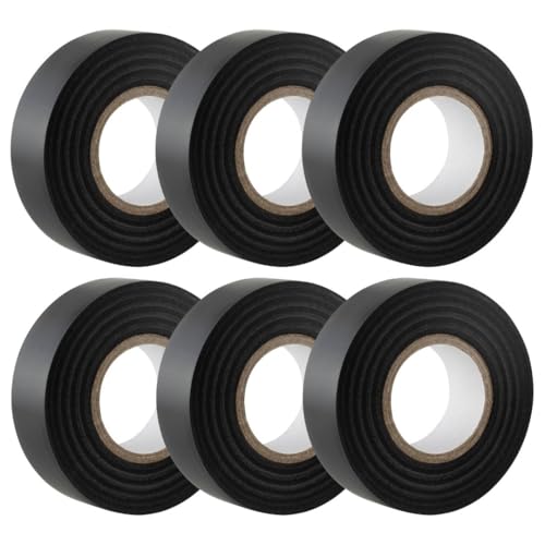 GTSE - Isolierband Schwarz - 19 mm x 20 m - strapazierfähiges, selbstklebendes Isolierband - zum Schutz, Bündeln und Reparieren von Kabeln - 6 Rollen von GTSE