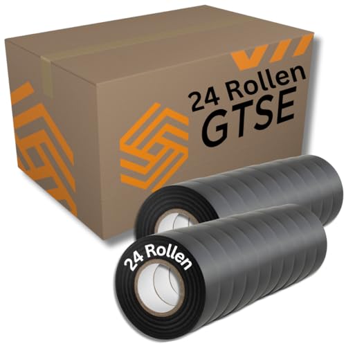 GTSE - Isolierband Schwarz 24 Rollen - 19 mm x 20 m - strapazierfähiges, selbstklebendes Isolierband - zum Schutz, Bündeln und Reparieren von Kabeln von GTSE
