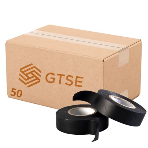 GTSE - Isolierband Schwarz 50 Rollen - 19 mm x 20 m - strapazierfähiges, selbstklebendes Isolierband - zum Schutz, Bündeln und Reparieren von Kabeln von GTSE