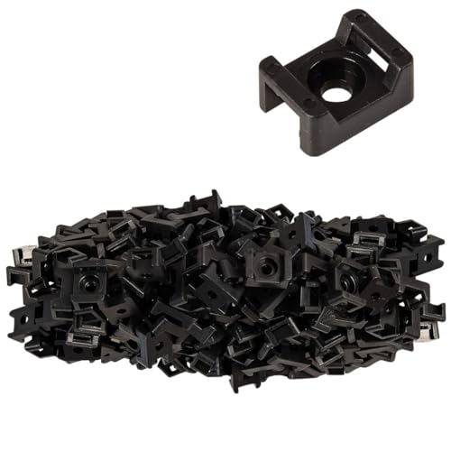 GTSE Kabelbinder-Basis mit Schraubbefestigung, Kabelbinder bis zu 9 mm breit, 5 mm (M5) Schraubenloch, Sattelhalterung, Kabelbinderbefestigungen, Schwarz, 100 Stück von GTSE