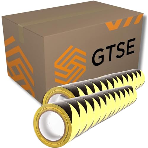 GTSE - Markierungsklebeband 24 Rollen- 50 mm x 33 m - Selbstklebendes Absperrband - Gestreiftes Warnband zur Boden und Sicherheitsmarkierung, Flatterband - Gelb/Schwarz von GTSE