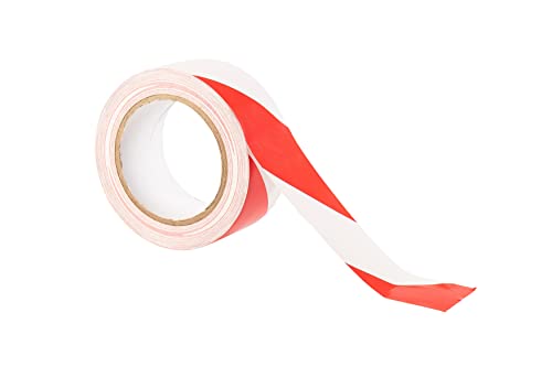 GTSE - Markierungsklebeband - 50 mm x 33 m - Selbstklebendes Absperrband - Gestreiftes Warnband zur Boden und Sicherheitsmarkierung, Flatterband - Rot/Weiß von GTSE