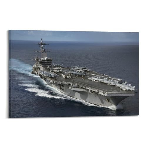 GTTHOK Kriegsschiff-Poster, USS Carl Vinson (CVN-70), Flugzeugträger, Marine-Übung, dekoratives Gemälde, Leinwand-Kunstbild, 30 x 45 cm von GTTHOK