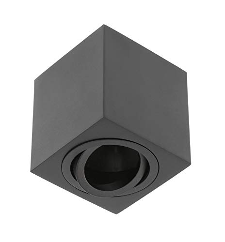 GTV lighting - Deckenleuchte AVEIRO BIS, Tube-Deckenleuchten Aluminium - Aufputzleuchte Aufbauspot Aufbaustrahler - GU10-Fassung - 80x80x90mm, IP20, max 20W, quadratisch, schwarz von GTV