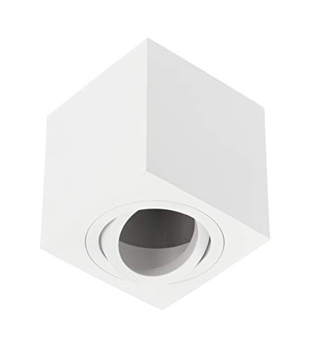 GTV lighting - Deckenleuchte AVEIRO BIS, Tube-Deckenleuchten Aluminium - Aufputzleuchte Aufbauspot Aufbaustrahler - GU10-Fassung - 80x80x90mm, IP20, max 20W, quadratisch, weiß von GTV