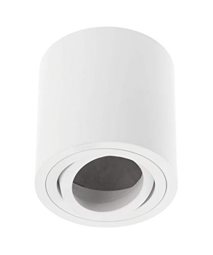 GTV lighting - Deckenleuchte AVEIRO BIS, Tube-Deckenleuchten Aluminium - Aufputzleuchte Aufbauspot Aufbaustrahler - GU10-Fassung - 80x90mm, IP20, max 20W, rund, weiß von GTV