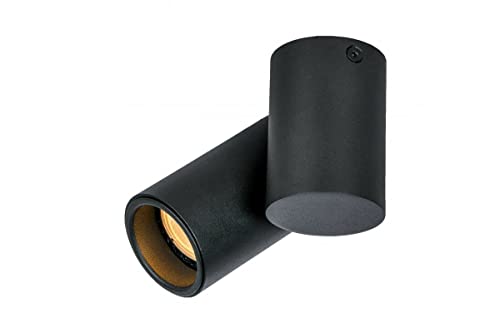 GTV lighting - Deckenleuchte LUPO - Beweglicher Kopf - Aluminium - 11.6x5.6x11.5 - IP20, 1*GU10, max. 50W - rund schwarz - Spot-Deckenleuchte - für stilvolle Büros, moderne Wohnungen und Häuser von GTV