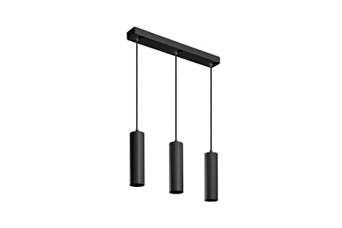 GTV lighting - Pendelleuchte LED TRESOS II für skandinavische minimalistische oder moderne Innenräume - Verstellbare Kabellänge - 3xGU10, Aluminium, IP20, max. 3x20W, schwarz von GTV