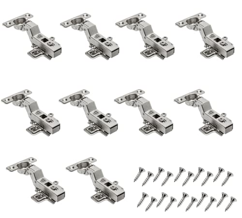 GTV - 10 x Hydraulisches Scharnier ECHC, Einsteckvorrichtung - Scharnier mit Dämpfung - Innenanschlag - Montageplatte H=0 mit Euroschrauben - stilles Schließen - Möbelscharnier Schranktürscharnier von GTV