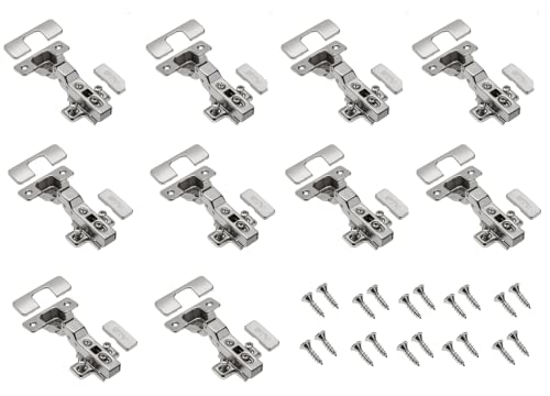 GTV - 10 x Hydraulisches Scharnier ECHC, Twin - Scharnier mit Dämpfung - Mittelanschlag - Montageplatte H=0 mit Euroschrauben - stilles Schließen - Möbelscharnier Topfscharnier Schranktürscharnier von GTV