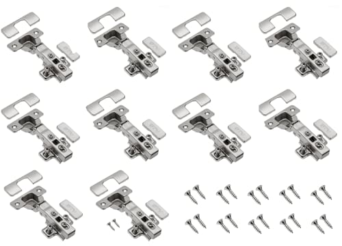 GTV - 10 x Hydraulisches Scharnier ECHC, überlappbar - Scharnier mit Dämpfung - Eckanschlag - Montageplatte H=0 mit Euroschrauben - stilles Schließen - Möbelscharnier Topfscharnier Schranktürscharnier von GTV