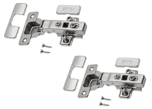 GTV - 2 x Hydraulisches Scharnier ECHC, überlappbar - Scharnier mit Dämpfung - Eckanschlag - Montageplatte H=0 mit Euroschrauben - stilles Schließen - Möbelscharnier Topfscharnier Schranktürscharnier von GTV