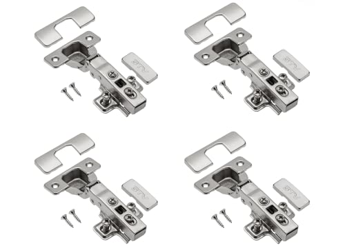 GTV - 4 x Hydraulisches Scharnier ECHC, überlappbar - Scharnier mit Dämpfung - Eckanschlag - Montageplatte H=0 mit Euroschrauben - stilles Schließen - Möbelscharnier Topfscharnier Schranktürscharnier von GTV