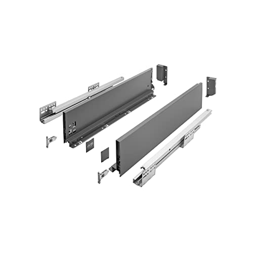 GTV Schubladenschienen AXIS PRO I Schubladenauszüge mit Vollauszug I Anthrazit I Belastbarkeit bis 40 kg I Push to Open Systeme I den Freien Zugang I Breite: 350 mm I Höhe: 120 mm von GTV