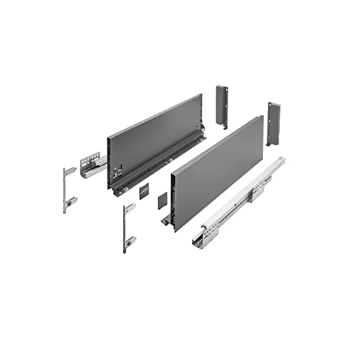 GTV Schubladenschienen AXIS PRO I Schubladenauszüge mit Vollauszug I Anthrazit I Belastbarkeit bis 40 kg I Push to Open Systeme I den Freien Zugang I Breite: 400 mm I Höhe: 168 mm von GTV