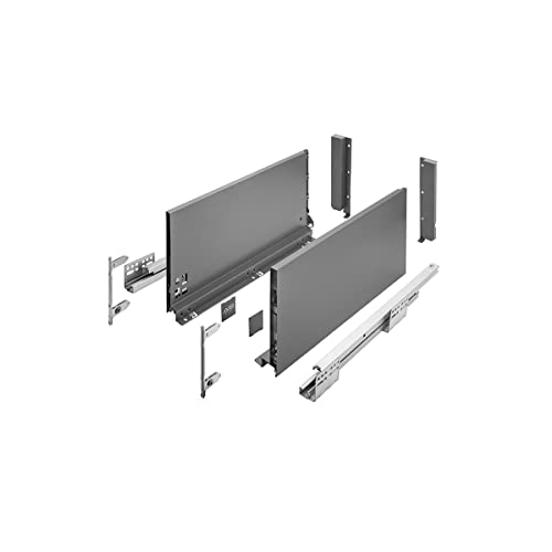 GTV Schubladenschienen AXIS PRO I Schubladenauszüge mit Vollauszug I Anthrazit I Belastbarkeit bis 40 kg I Push to Open Systeme I den Freien Zugang I Breite: 450 mm I Höhe: 200 mm von GTV