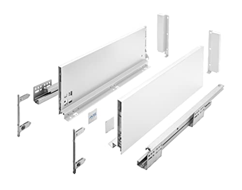 GTV Schubladenschienen AXIS PRO I Schubladenauszüge mit Vollauszug I Weiß I Belastbarkeit bis 40 kg I Push to Open Systeme I den Freien Zugang I Breite: 450 mm I Höhe: 168 mm von GTV