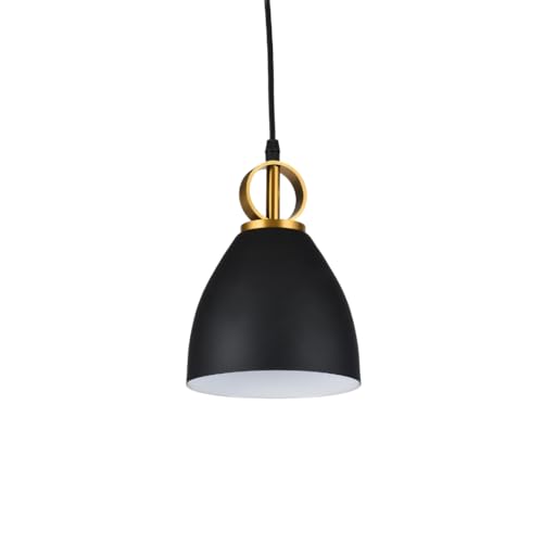 GTV - Deckenlampe KERALA | Hängelampe Ø16cm Wohnzimmerlampe Esstisch Esszimmerlampe E27 | Deckenleuchte für Wohnzimmer, Küche, Esszimmer | Lampenschirm aus Metall | Schwarz von GTV