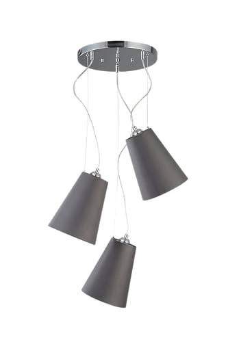 GTV - Deckenlampe Kasel | 3*E27 Hängelampe Ø46cm Breit Wohnzimmerlampe Esstisch Esszimmerlampe | AC220-240V, 50/60Hz | 3 Flammig | Grau von GTV