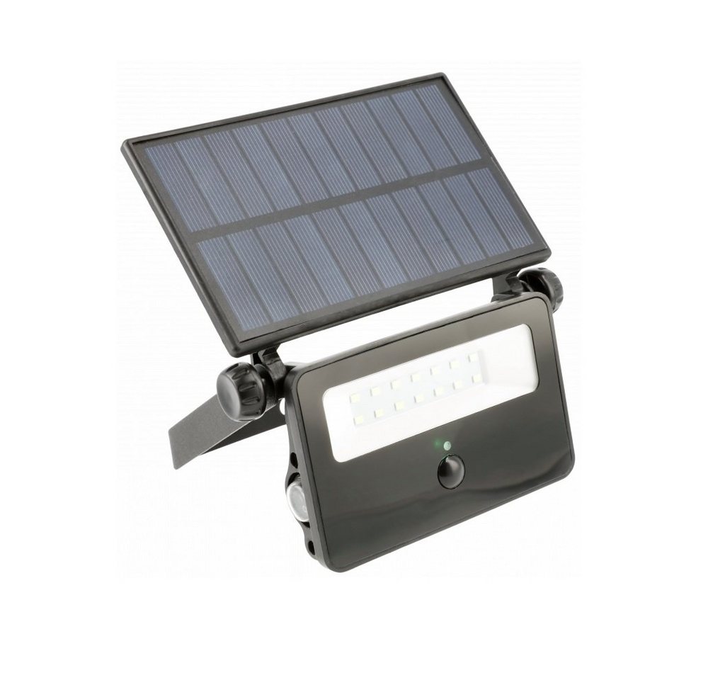 GTV LED Außen-Deckenleuchte 10 Watt LED Solarfluter Außenleuchte mit Bewegungssensor in schwarz, 10 Watt, 850 Lumen, Kaltweiß, IP65 von GTV