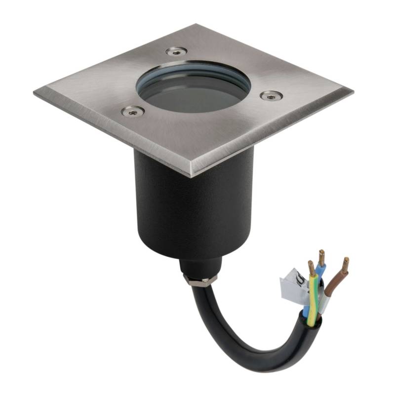 GTV LED Gartenleuchte LED Bodenleuchte Bodeneinbauleuchte Bodenstrahler, Edelstahl rostfrei Quadrat IP67 230V GU10 Fassung ohne Leuchtmittel von GTV