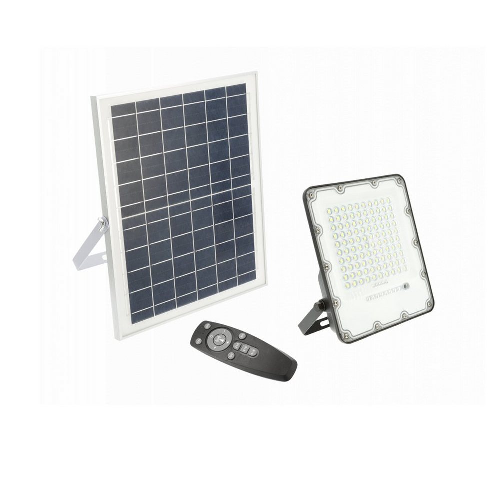 GTV LED Flutlichtstrahler LED Fluter Solarleuchte Solar-LED-Fluter Solar-LED Strahler IP65 für, 100 Watt, 1000 Lumen, Kaltweiß, 217x205x37mm, IP IP65 von GTV