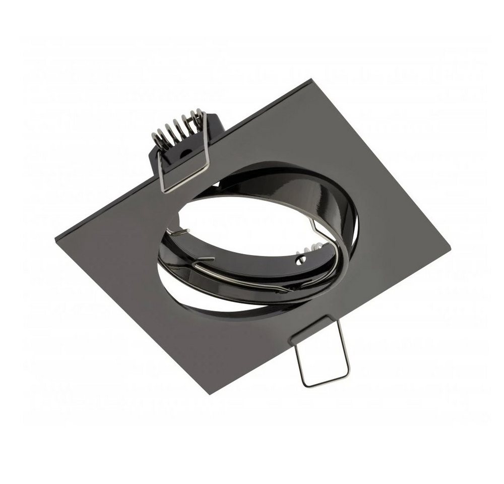 GTV LED Einbaustrahler Alu Einbaurahmen Eckig Rahmen für LED Spot Schwarzchrom schwenkbar, GU10 MR16 Rahmen Maße 82x82mm Lochmaß 72x72mm von GTV
