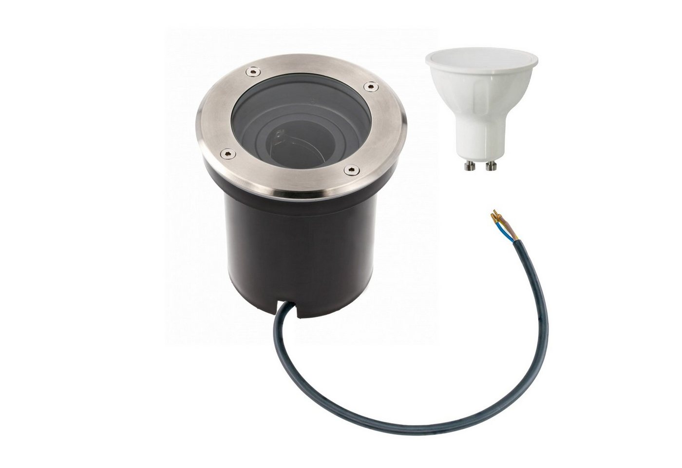 GTV LED Gartenleuchte LED Bodenleuchte Bodeneinbauleuchte Bodenstrahler Befahrbar Edelstahl, incl. 1x GU10 10 Watt, 1000 Lumen, Warmweiß 3000K, rund, IP67 GTV LED Gartenleuchte LED Bodenleuchte Bodeneinbauleuchte Bodenstrahler Befahrbar Edelstahl, incl. 1x GU10 10 Watt, 1000 Lumen, Warmweiß 3000K, rund, IP67 von GTV