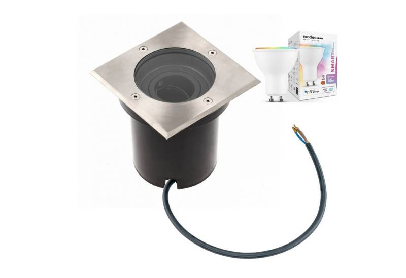 GTV LED Gartenleuchte LED Bodenleuchte Bodeneinbauleuchte Bodenstrahler Befahrbar Edelstahl, incl. 1x GU10 5 Watt, 400 Lumen, RGBW, eckig, IP67 von GTV