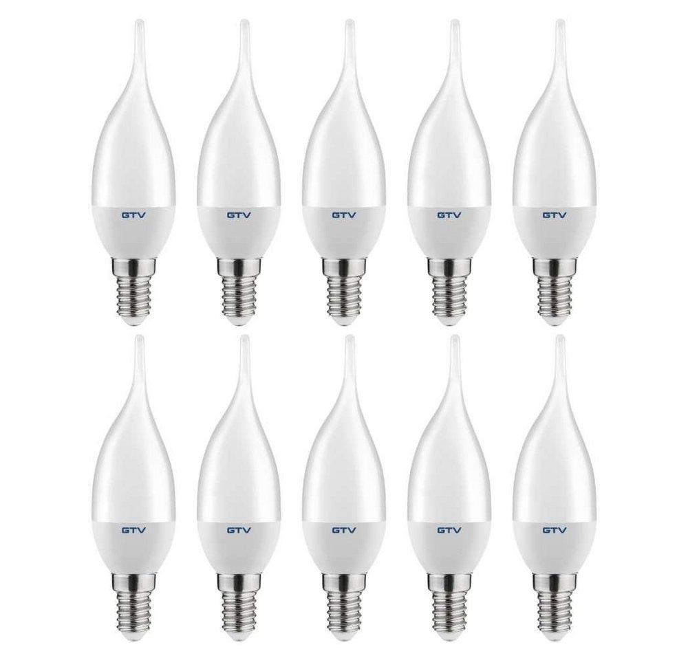 GTV LED-Leuchtmittel 6w LED Leuchtmittel Flamme C35T, E14, Warmweiß/Neutralweiß/Kaltweiß, 470-, 10 Stück, 6w, 470 Lumen, Neutralweiß 4000K, Ø37 x 125 mm, C35T, E14 von GTV