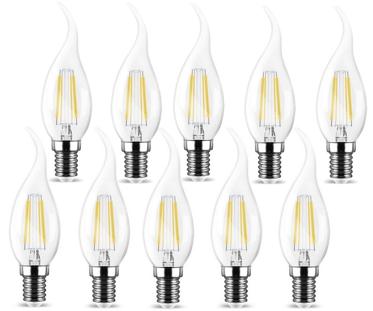 GTV LED-Leuchtmittel E14 LED Filament Leuchtmittel Kerzenform Birne 4W, E14, Kaltweiß, Alltag von GTV