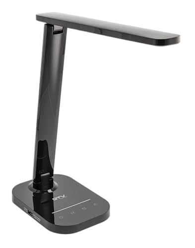 GTV LED Schreibtischlampe GALE 8W 550lm 5 CCT Touch Dimmbar Timer Nachtlicht USB-A Ladeanschluss SMD2835 220–240V IP20 Schwarz Schwenkarm Modernes Design von GTV