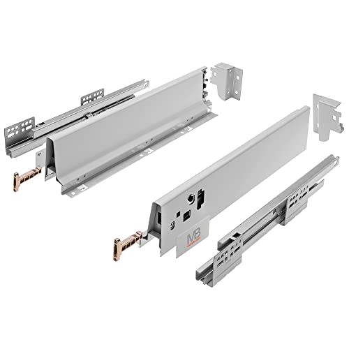 GTV - Modern Box Schublade I L=350mm H=83 mm I Grau I Leises Schließen I Belastung bis zu 40 kg I Einfache Installation I Synchronisation des Fahrweges der Führungen I PB-D-KPL350A von GTV