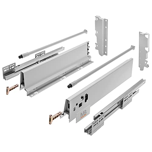 GTV - Modern Box Schublade I L=400mm H=210 mm I Grau I Leises Schließen I Belastung bis zu 40 kg I Einfache Installation I Synchronisation des Fahrweges der Führungen I PB-D-KPL400C von GTV