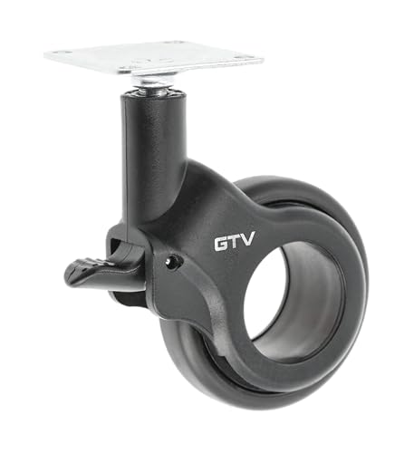 GTV - Möbelrollen STRADA | Lenkrollen | Rollen für Möbel | mit Bremse | Durchmesser 60 mm | aus Kunststoff und Stahl | Schwarz von GTV