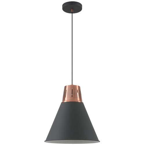 GTV – Pendelleuchte GIANNI Hängelampe Deckenlampe E27 schwarz/gold Metall Lampenschirm 32 cm höhenverstellbar Esszimmer Wohnzimmer Küche modern skandinavisch von GTV