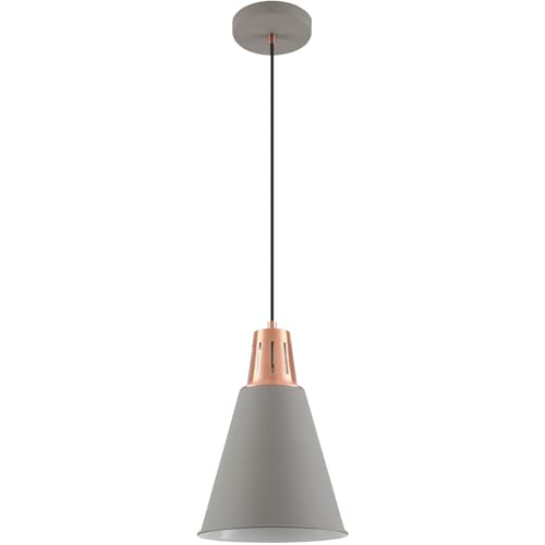 GTV – Pendelleuchte GIANNI Hängeleuchte Deckenlampe E27 grau gold Kupfer Lampenschirm 22 cm höhenverstellbar Esszimmer Wohnzimmer Küche Beleuchtung modern von GTV