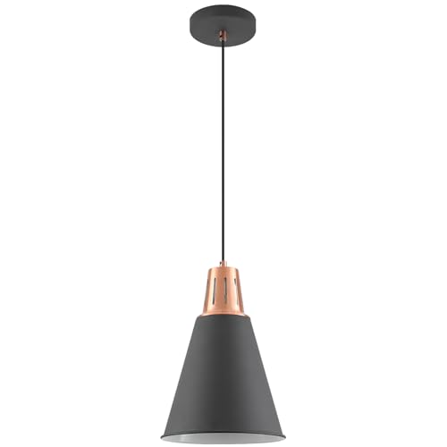 GTV - Pendelleuchte GIANNI Hängeleuchte Deckenlampe E27 schwarz gold Kupfer Lampenschirm 22 cm höhenverstellbar Esszimmer Wohnzimmer Küche Beleuchtung modern von GTV