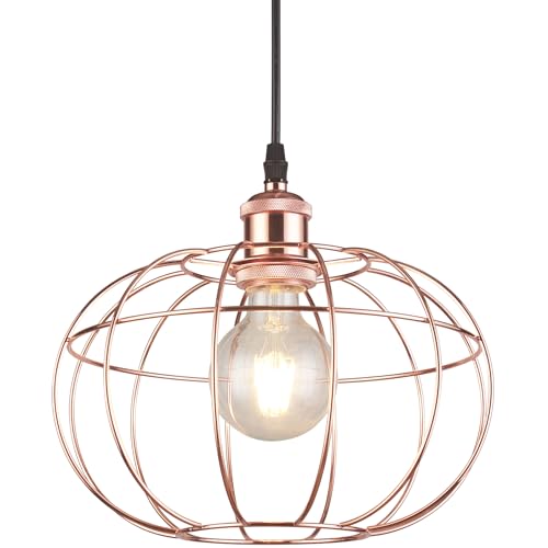 GTV Pendelleuchte VIELA - Hängeleuchte Kugel aus poliertem Kupfer, Ø27,5 cm, Loft & Glamour Design, dekorative Deckenlampe, E27 Fassung einflammig von GTV