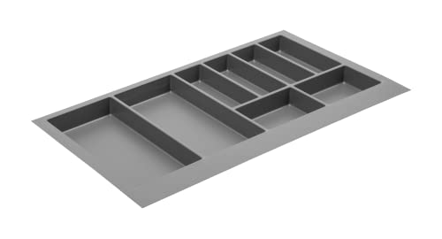GTV - Schubladeneinsatz Axispace I Besteckkasten für Schubladen Besteckeinsatz Schubladeneinsatz Küche I Küchenschrank aus Kunststoff Besteckkasten Besteckaufbewahrung I Anthrazit 840 x 472 mm von GTV