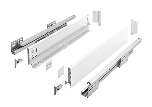 GTV Schubladenschienen AXIS PRO I Schubladenauszüge mit Vollauszug I Weiß I Belastbarkeit bis 40 kg I Push to Open Systeme I den Freien Zugang I Breite: 450 mm I Höhe: 86 mm von GTV