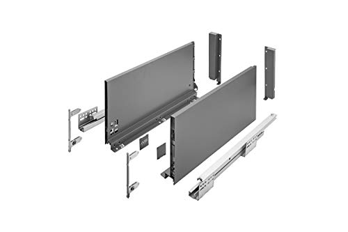 GTV Schubladensystem AXIS PRO I Schubkastengarnitur mit Vollauszug und integriete Dämpfung I Anthrazit I Belastbarkeit bis 40 kg I Soft-Close I Den freien Zugang I Breite: 500 mm I Höhe: 200 mm von GTV