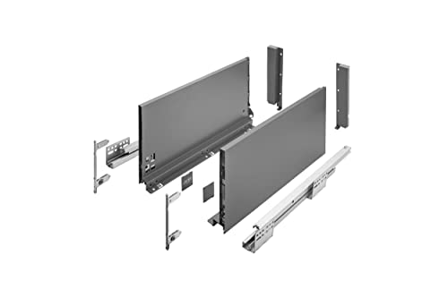 GTV Schubladensystem AXIS PRO I Schubkastengarnitur mit Vollauszug und integriete Dämpfung I Anthrazit I Belastbarkeit bis 40 kg I Soft-Close I Den freien Zugang I Breite: 550 mm I Höhe: 200 mm von GTV