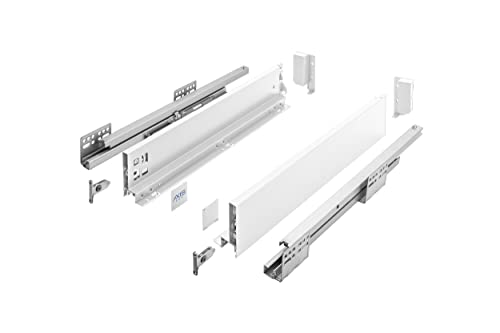 GTV Schubladensystem AXIS PRO I Schubkastengarnitur mit Vollauszug und integriete Dämpfung I Weiss I Belastbarkeit bis 40 kg I Soft-Close I Den freien Zugang I Breite: 350 mm I Höhe: 86 mm von GTV