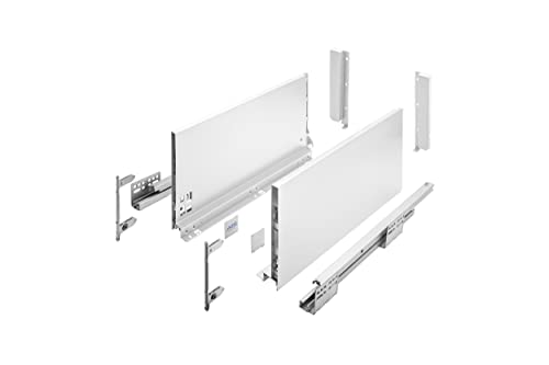 GTV Schubladensystem AXIS PRO I Schubkastengarnitur mit Vollauszug und integriete Dämpfung I Weiss I Belastbarkeit bis 40 kg I Soft-Close I Den freien Zugang I Breite: 400 mm I Höhe: 200 mm von GTV