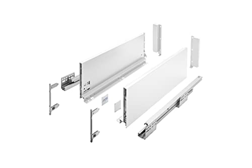 GTV Schubladensystem AXIS PRO I Schubkastengarnitur mit Vollauszug und integriete Dämpfung I Weiss I Belastbarkeit bis 40 kg I Soft-Close I Den freien Zugang I Breite: 450 mm I Höhe: 168 mm von GTV