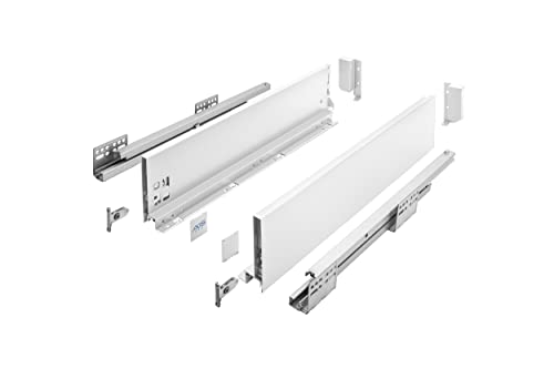 GTV Schubladensystem AXIS PRO I Schubkastengarnitur mit Vollauszug und integriete Dämpfung I Weiss I Belastbarkeit bis 40 kg I Soft-Close I Den freien Zugang I Breite: 350 mm I Höhe: 120 mm von GTV